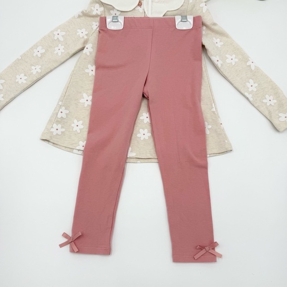NWT MAX STUDIO kids Girl’s Floral Beige Top & Pink Leggings Set w/ White Bag 4T - Picture 5 of 10